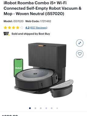 iRobot Roomba Combo i5+ Self‑Empty Robot Vacuum & Mop — Dark Gray